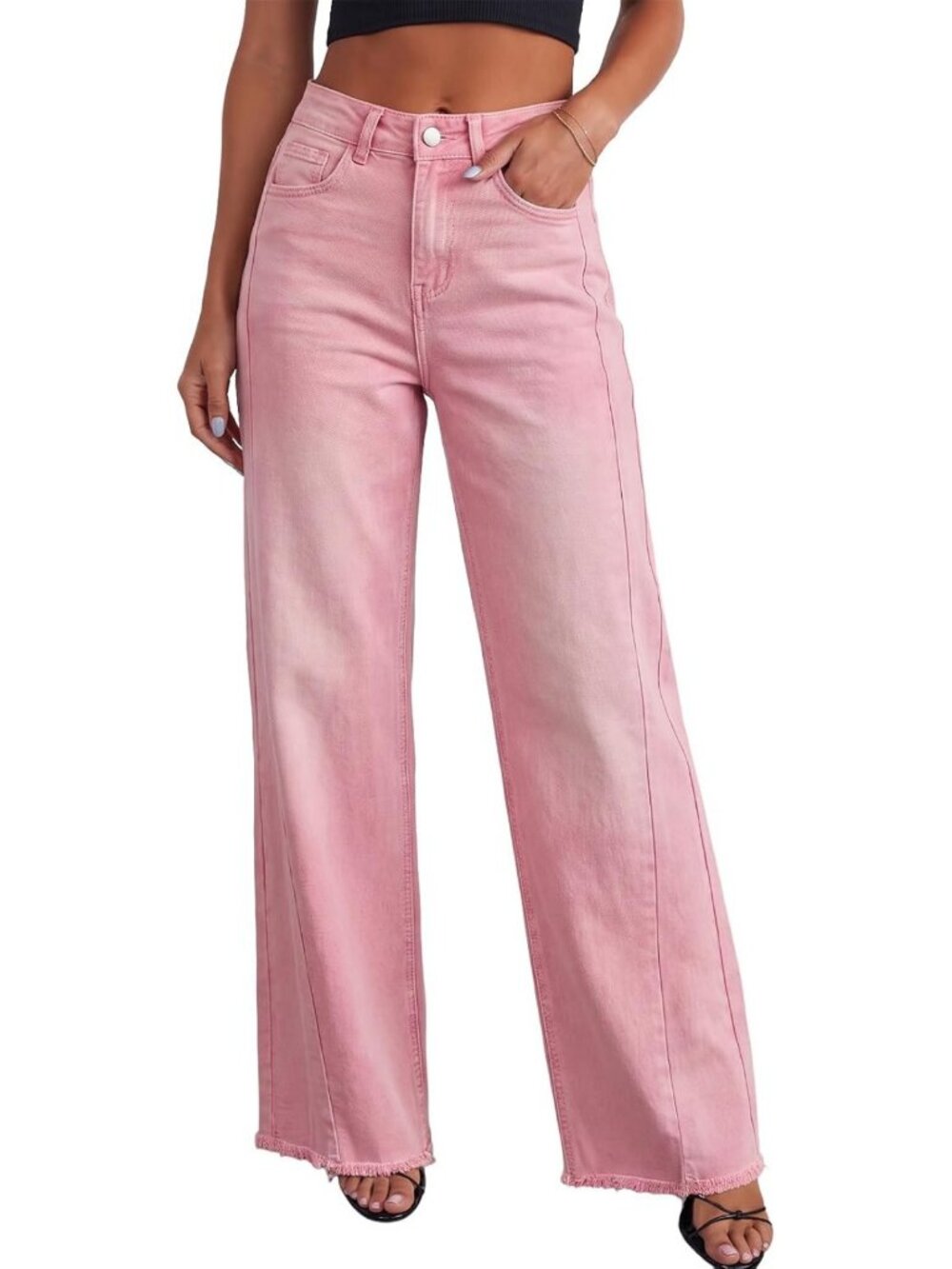 High-Waisted Wide Leg Jeans for Women | Stretchy Denim Pants, Casual Chic Style
